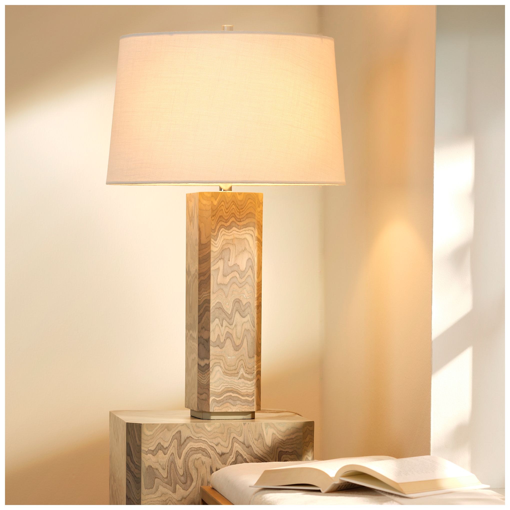 Image 2 Jamie Young Canyon Wood Veneer Table Lamp 30" in Gray more views