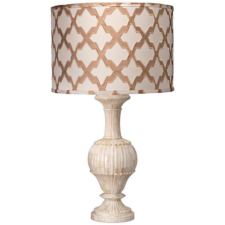 Image 1 Jamie Young Carved Bone and Taupe Lattice Table Lamp