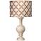 Jamie Young Carved Bone and Taupe Lattice Table Lamp