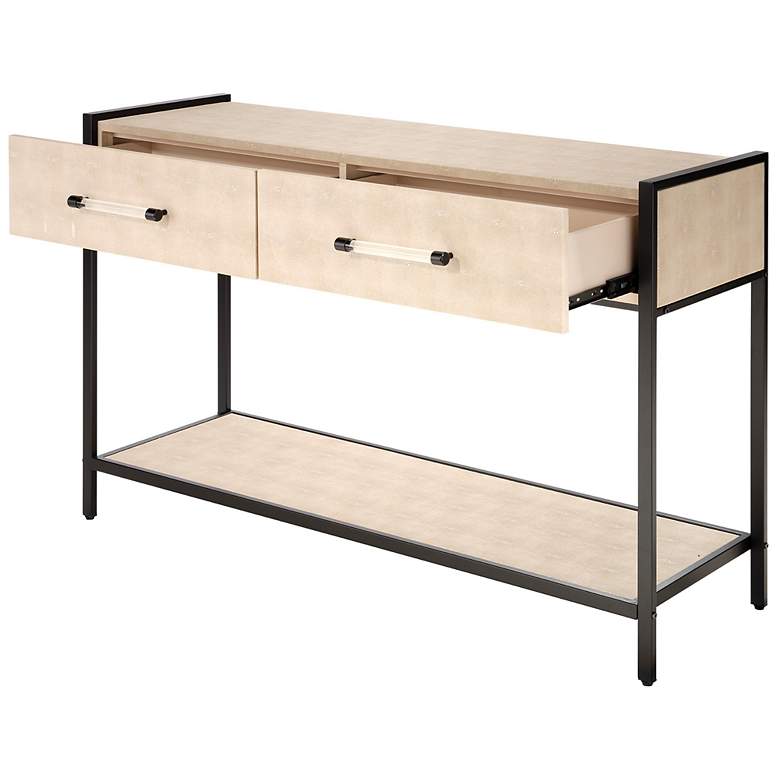 Image 6 Jamie Young Cassius Faux Shagreen 2-Drawer Console, Taupe more views