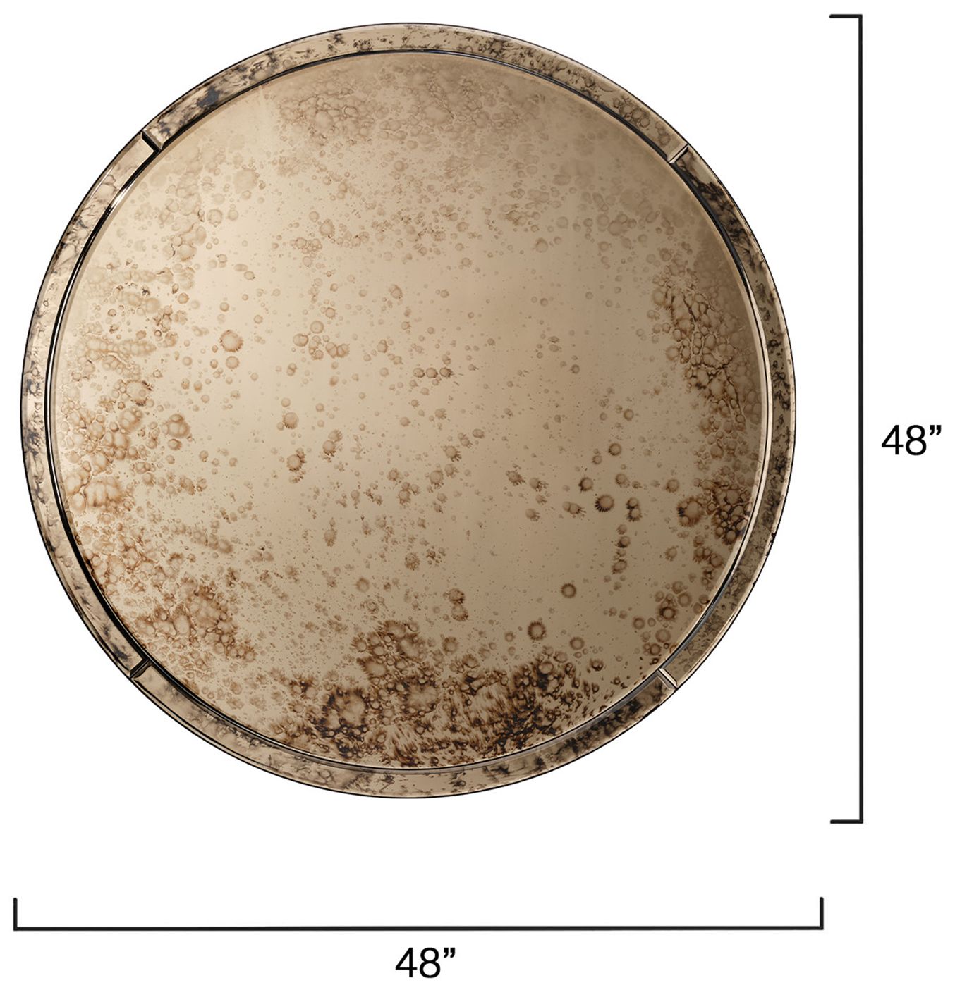 Image 4 Jamie Young Chambord Antiqued Glass Round Wall Mirror 48" in Antique Brass more views