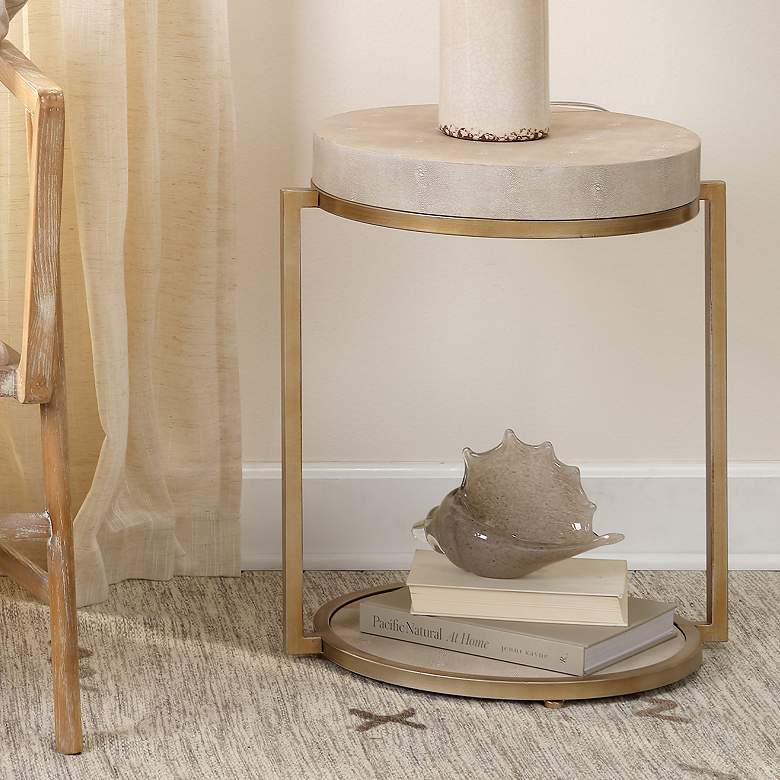 Image 1 Jamie Young Chester Ivory Faux Shagreen Round Side Table