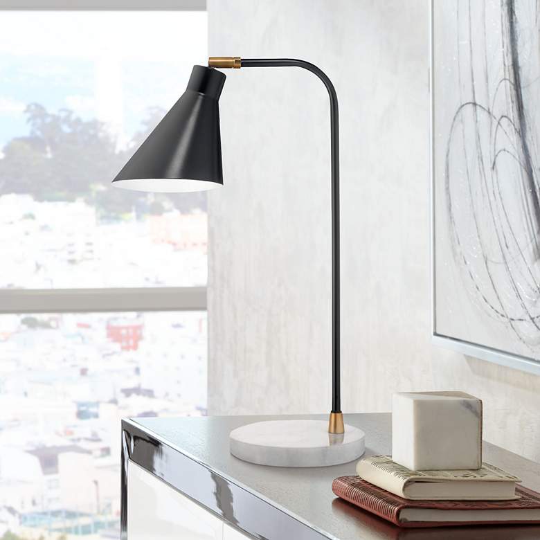 Image 1 Jamie Young Chronicle 19 3/4 inch Black Iron Modern Desk Lamp