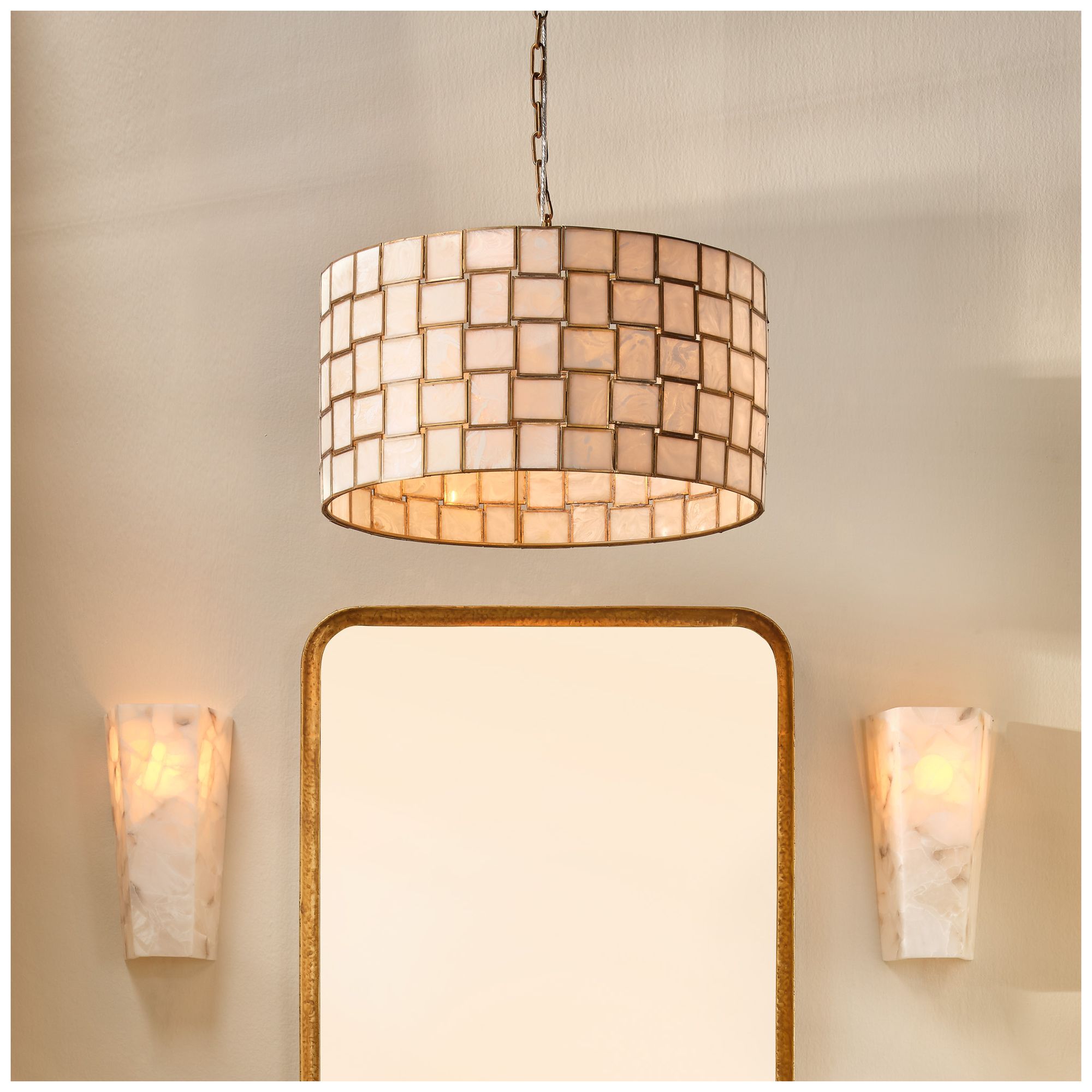 Image 2 Jamie Young Cinema Faux Alabaster 3-Light Chandelier 11.75" in Cream more views