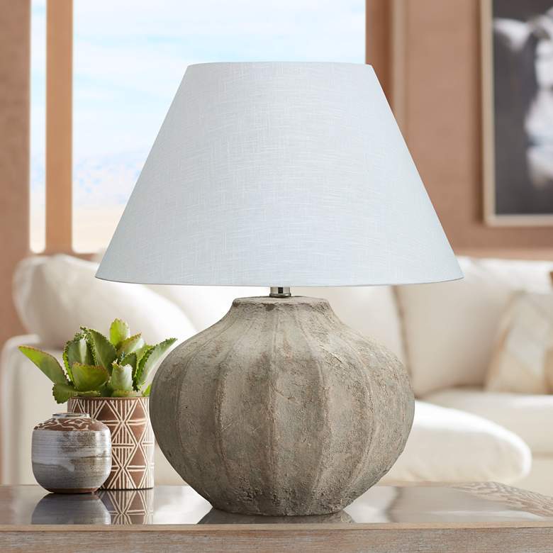 Image 1 Jamie Young Clamshell 23" Ribbed Sand Ceramic Table Lamp