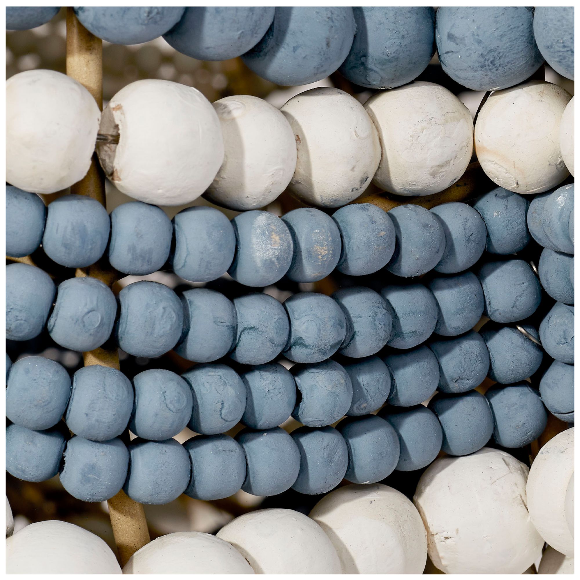 Image 4 Jamie Young Clamshell Blue & White Wood Beaded 3-Light Chandelier Small more views