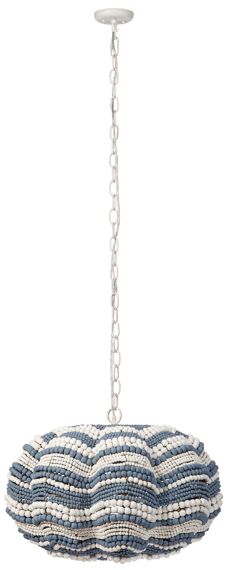 Image 7 Jamie Young Clamshell Blue & White Wood Beaded 3-Light Chandelier Small more views