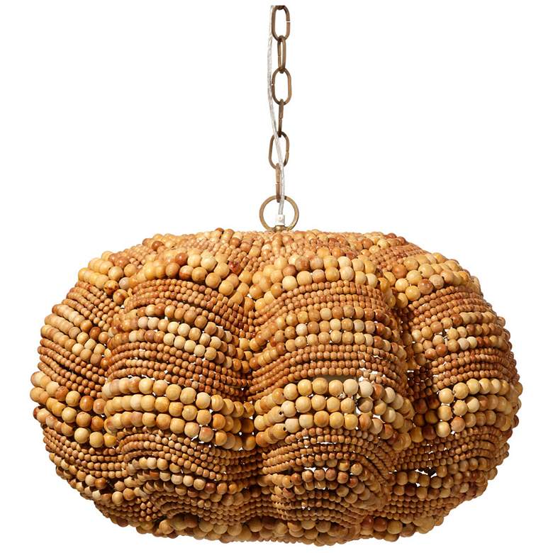 Image 1 Jamie Young Clamshell Wood Beaded 4-Light Small Chandelier