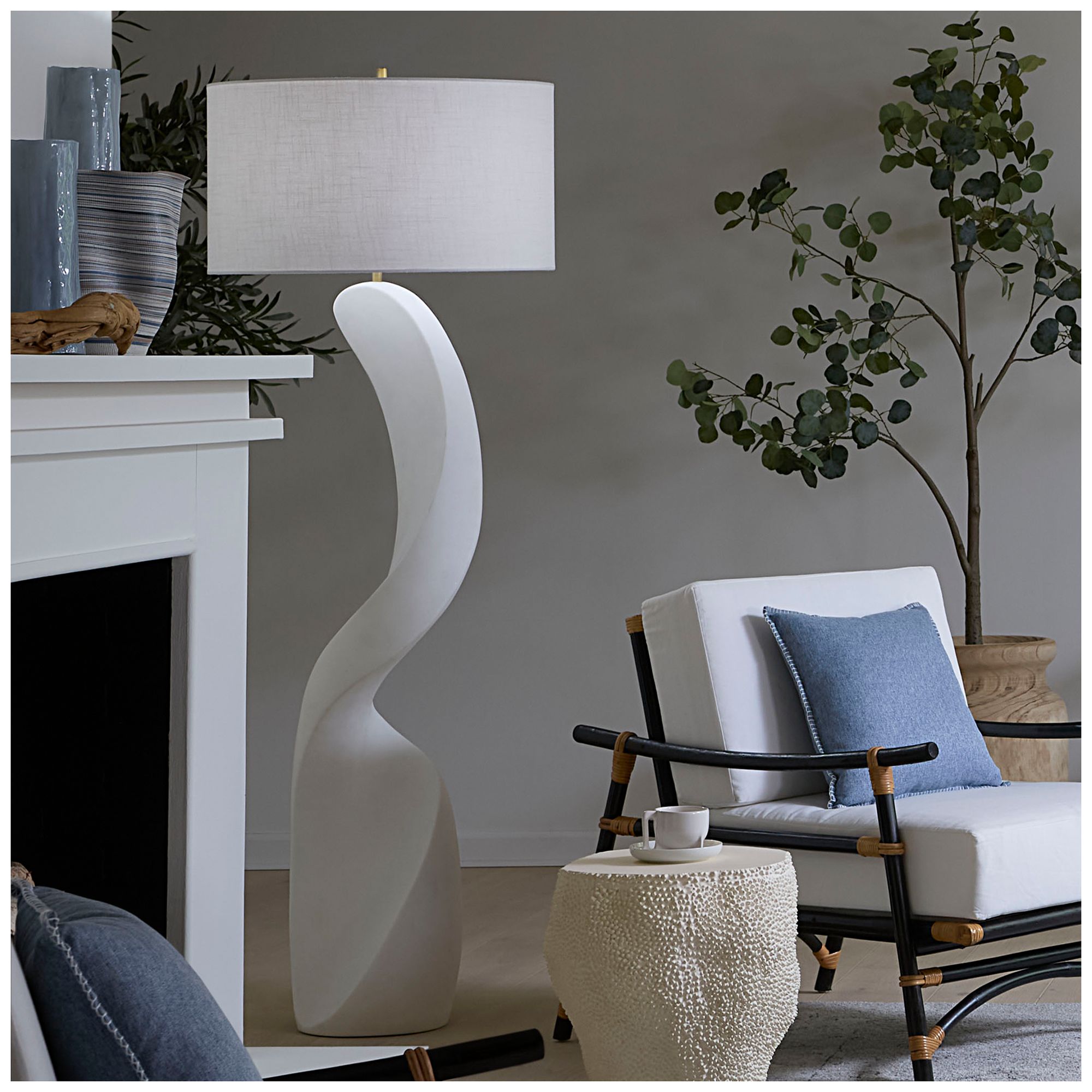 Image 2 Jamie Young Cobra Ricestone Floor Lamp with Linen Shade more views