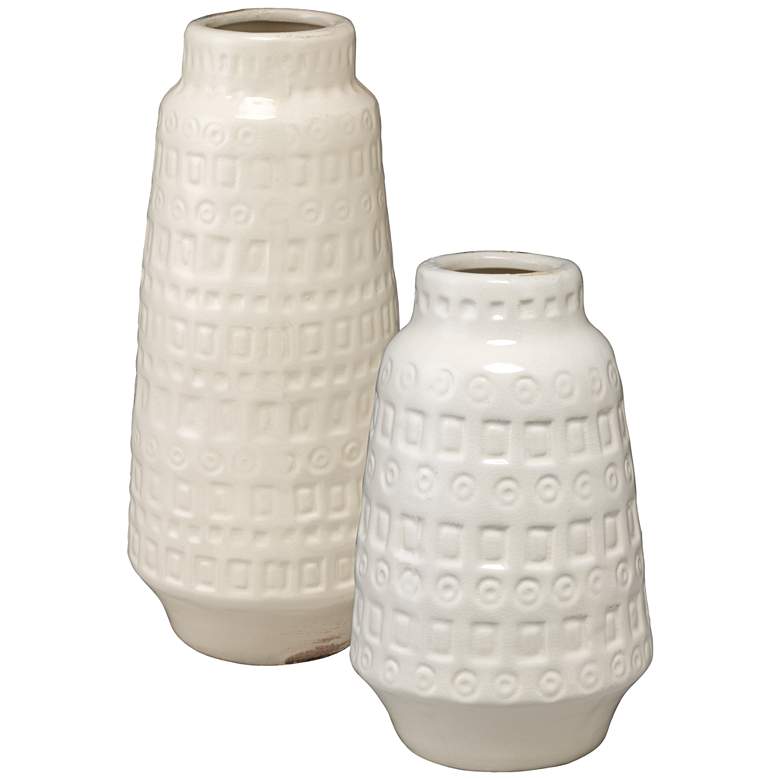 Image 1 Jamie Young Coco White 2-Piece Ceramic Vessel Set