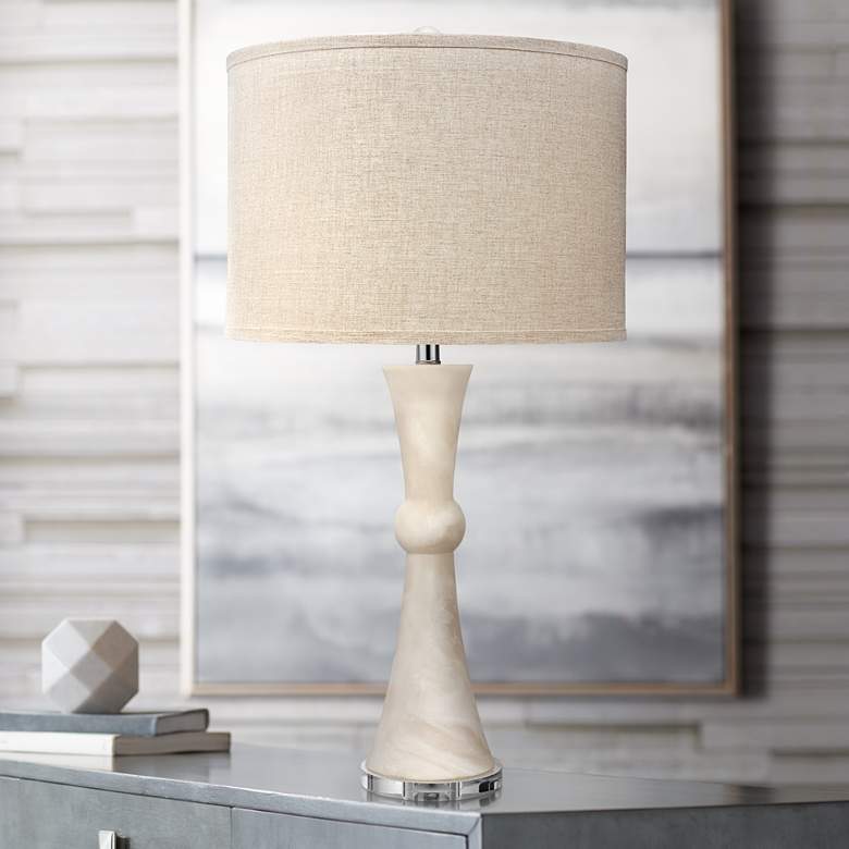 Image 1 Jamie Young Commonwealth White Faux Alabaster Table Lamp