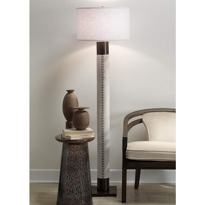 Image 1 Jamie Young Company. Sheridan 70" Bronze White Hair-On-Hide Floor Lamp