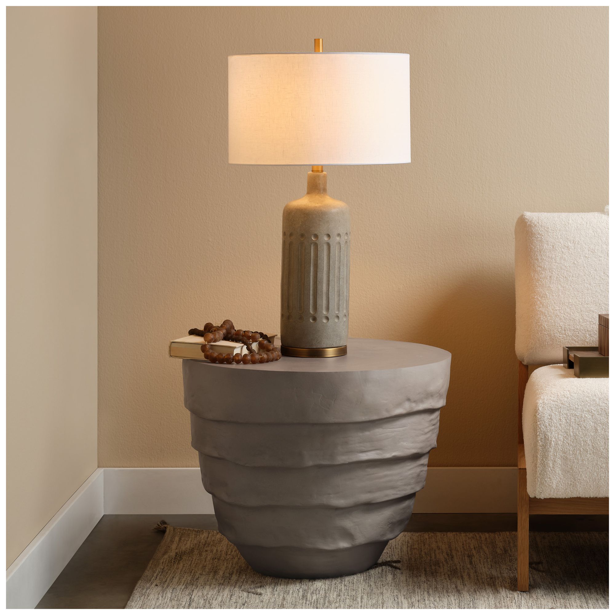 Image 2 Jamie Young Concentric Fiber Glass Indoor/Outdoor Cement Gray Side Table more views