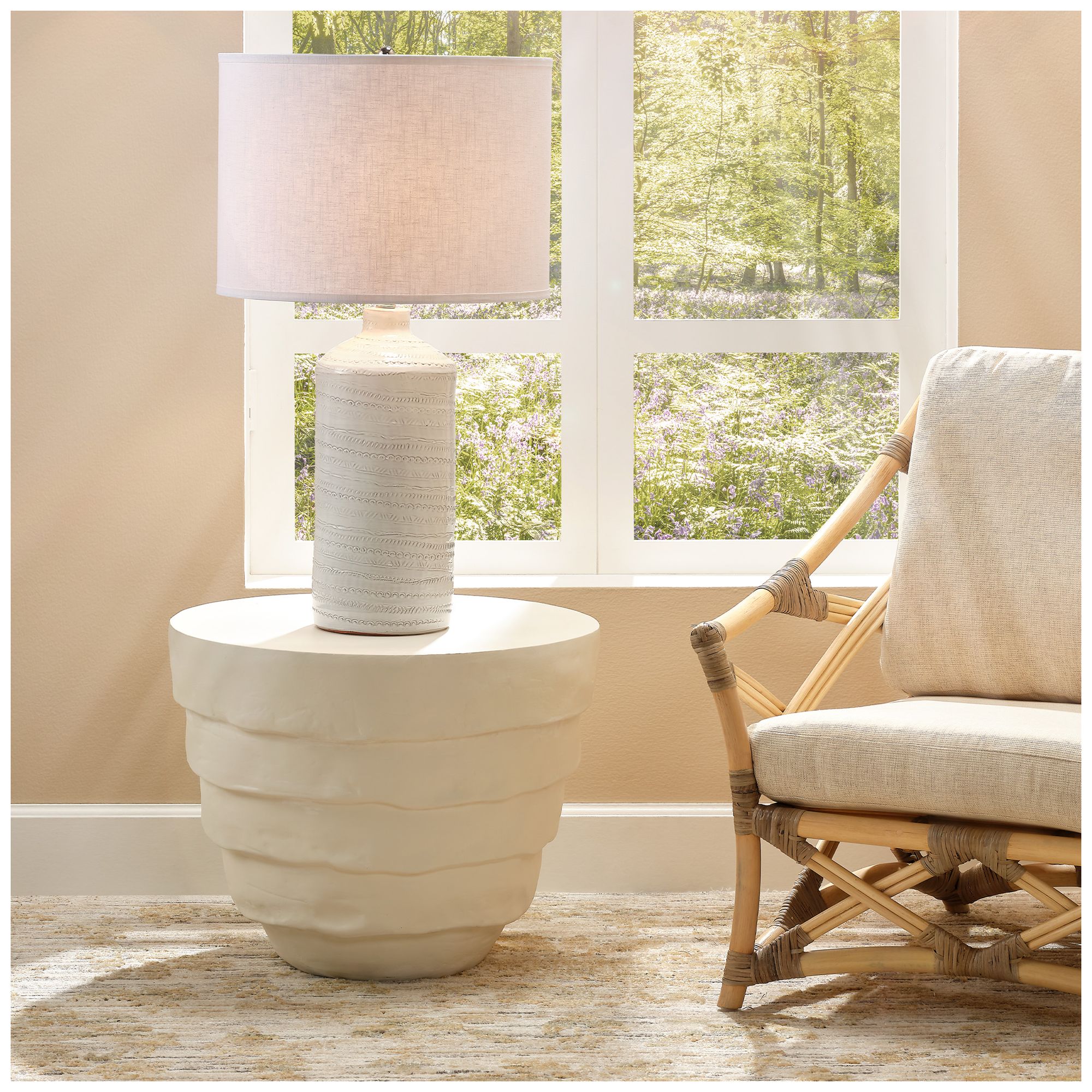 Image 2 Jamie Young Concentric Fiber Glass Indoor/Outdoor Cream White Side Table more views