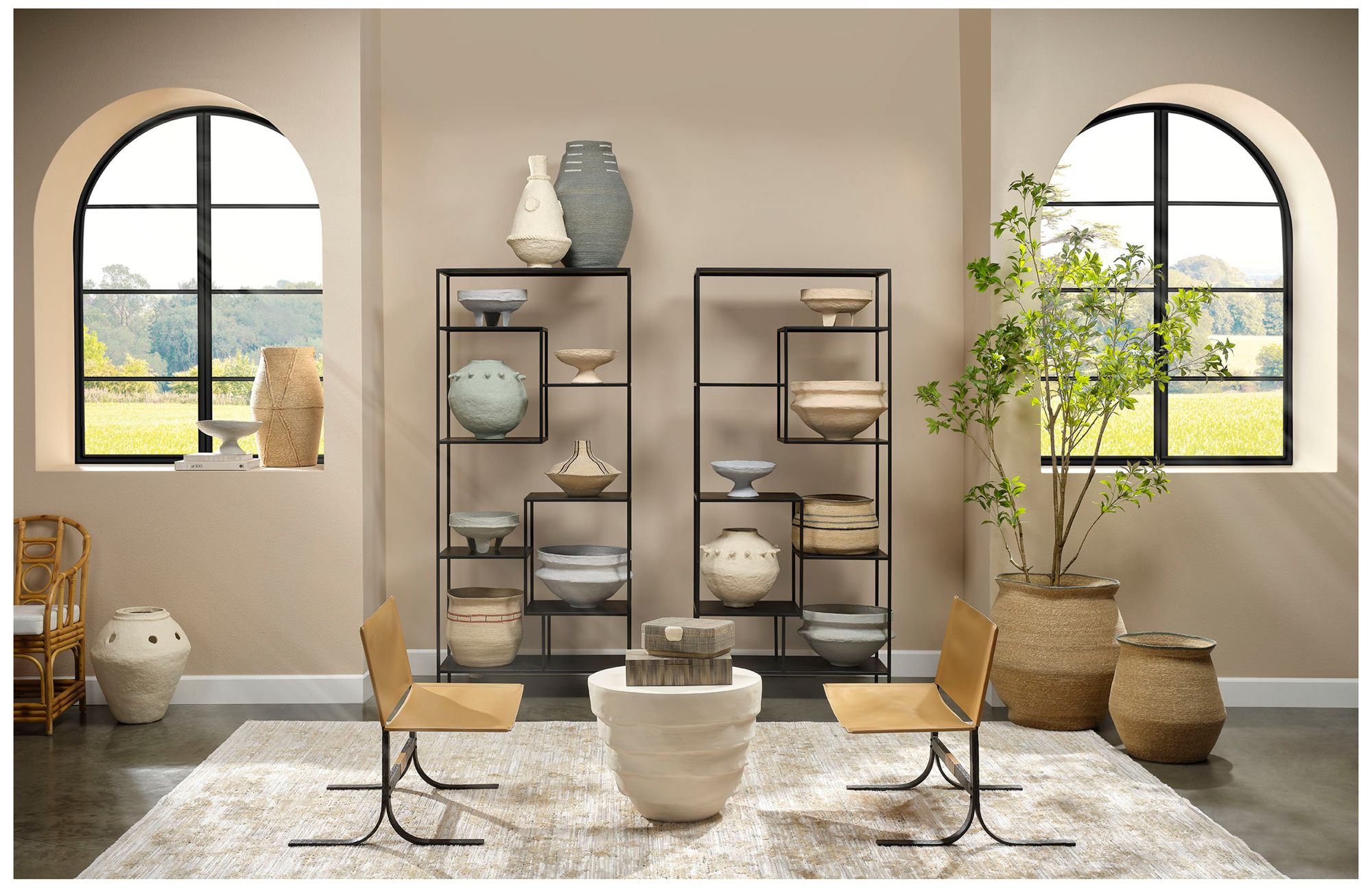 Image 6 Jamie Young Concentric Fiber Glass Indoor/Outdoor Cream White Side Table more views