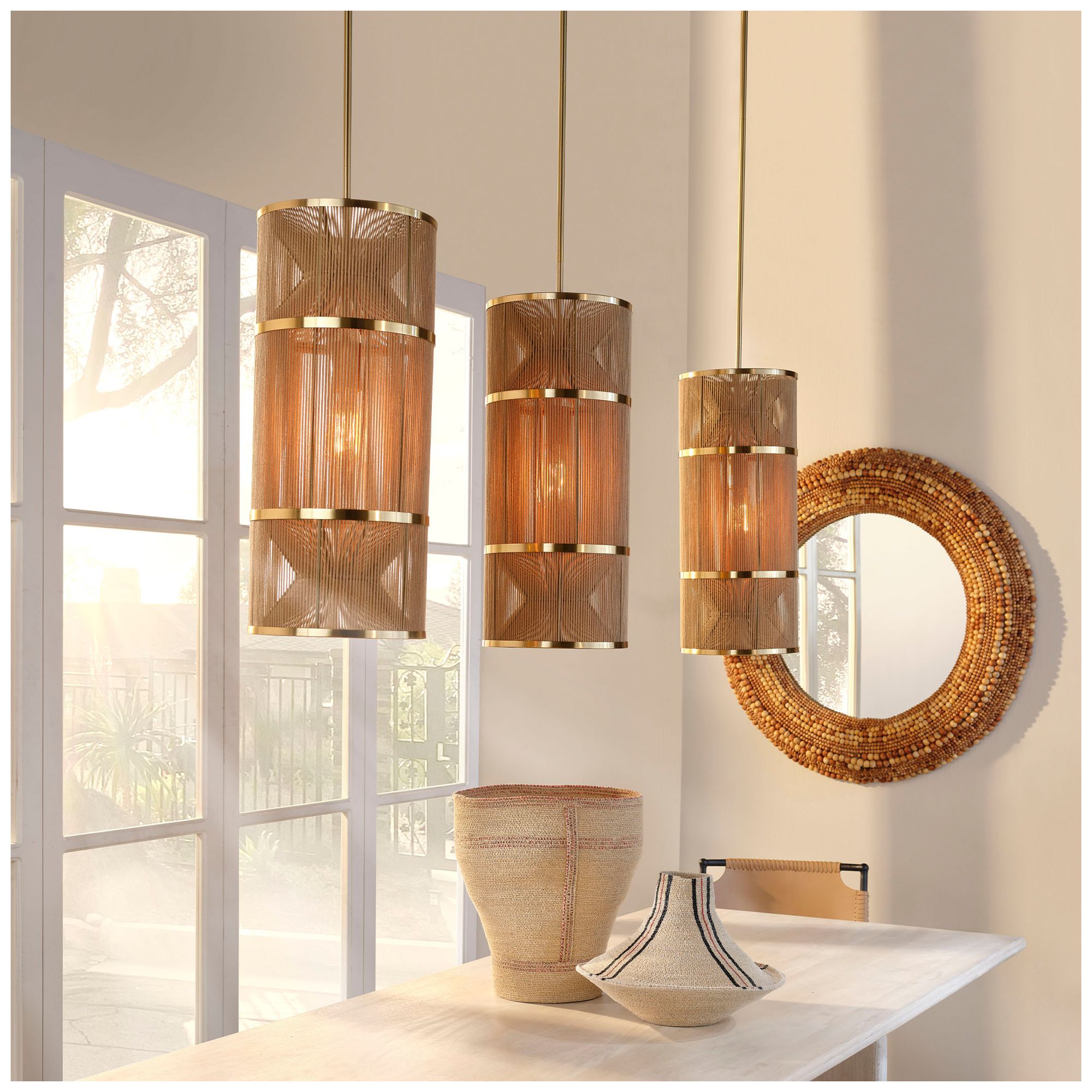 Image 2 Jamie Young Congruent 1-Light Iron and Cotton Pendant more views