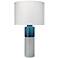 Jamie Young Copenhagen White and Navy Glass Table Lamp