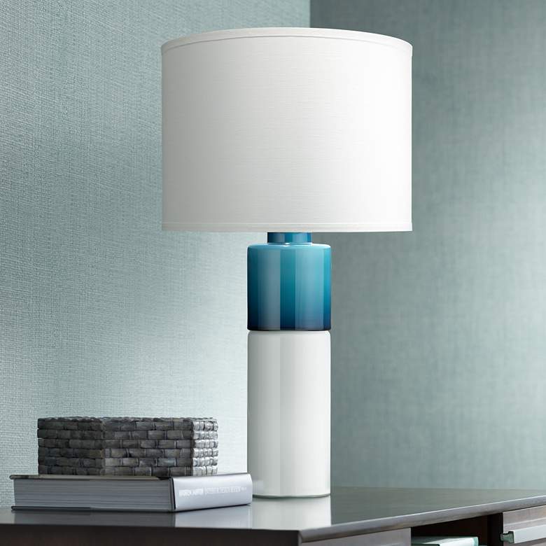 Image 1 Jamie Young Copenhagen White and Navy Glass Table Lamp