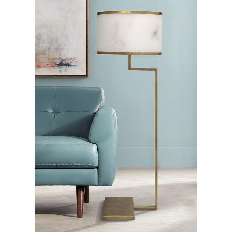 Image 1 Jamie Young Corso White and Antique Brass Steel Floor Lamp
