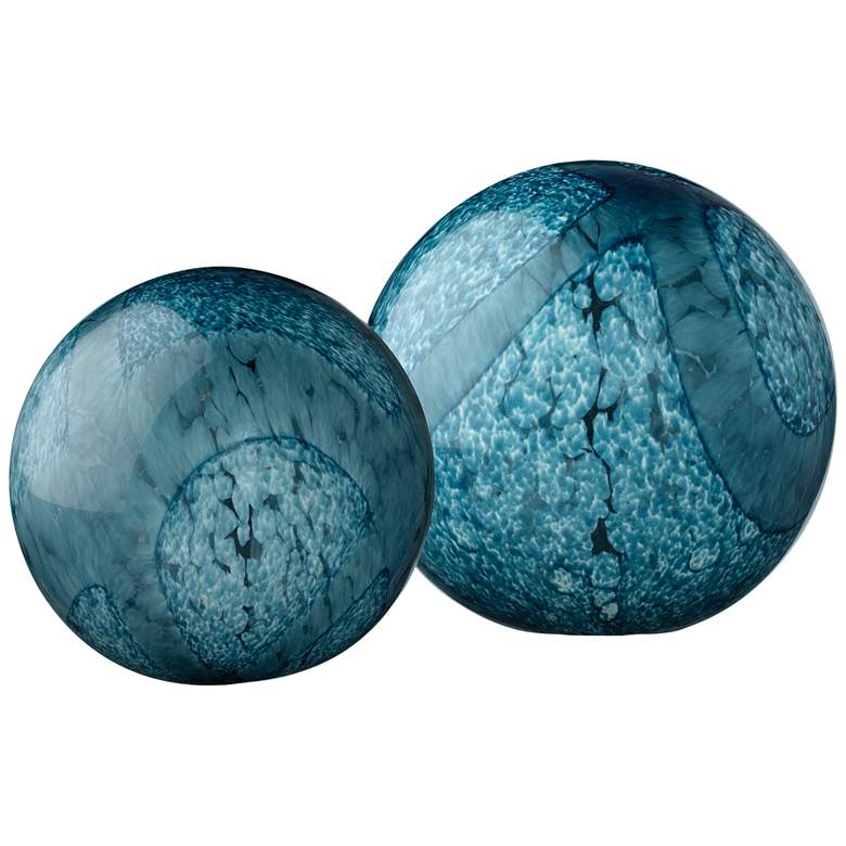 Image 3 Jamie Young Cosmos Indigo Swirl Decorative Balls Set of 2