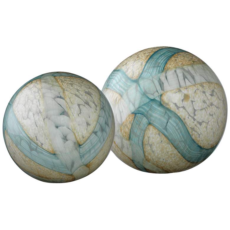 Image 3 Jamie Young Cosmos Pale Blue Glass Decorative Balls Set of 2