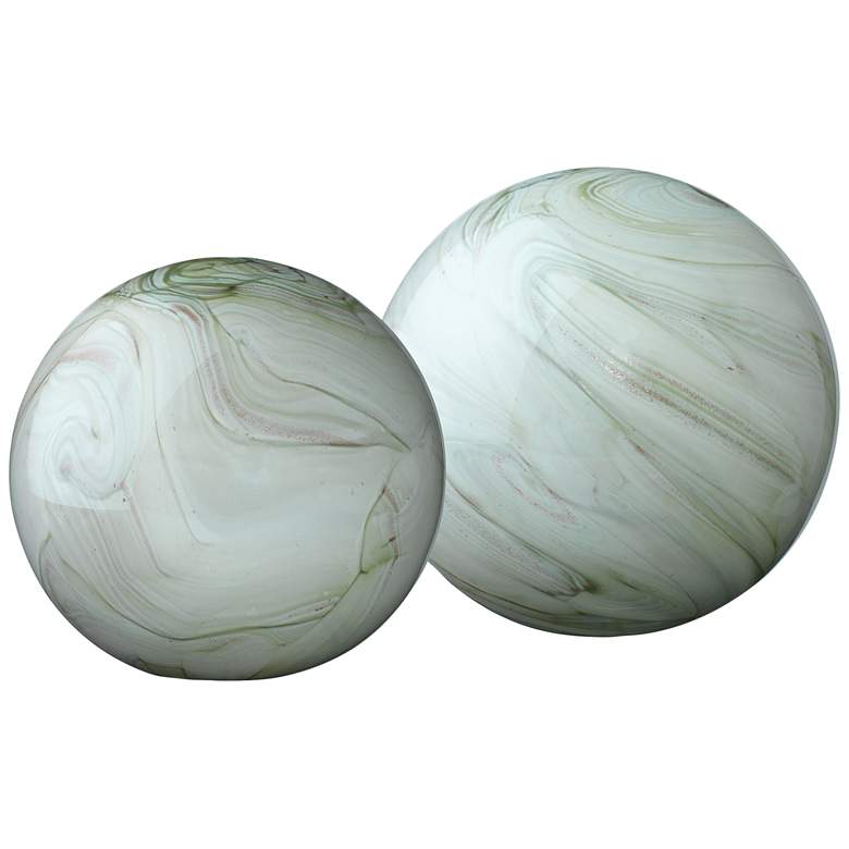 Image 2 Jamie Young Cosmos Sage Swirl Decorative Balls Set of 2