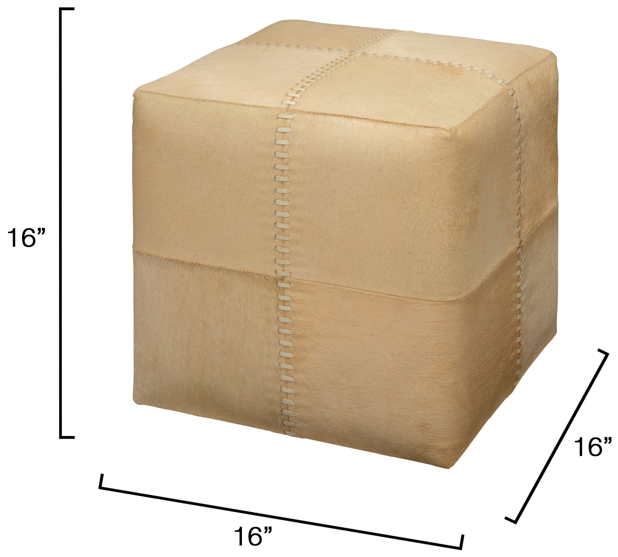 Image 3 Jamie Young Cream Hide Ottoman 16" in Ta more views