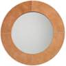 Jamie Young Cross Stitch Brown Hide 36" Round Wall Mirror