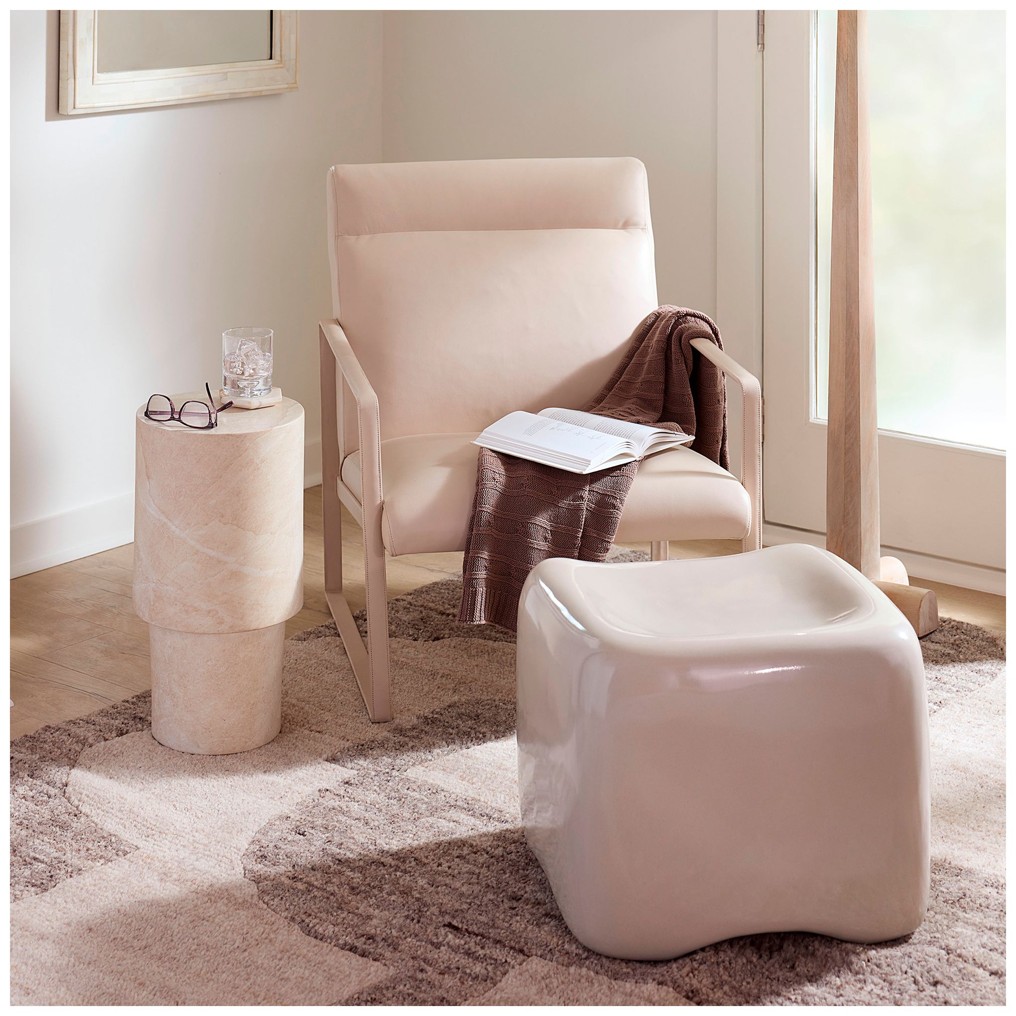 Image 4 Jamie Young Cushion Concrete Stool 16" in Cream more views