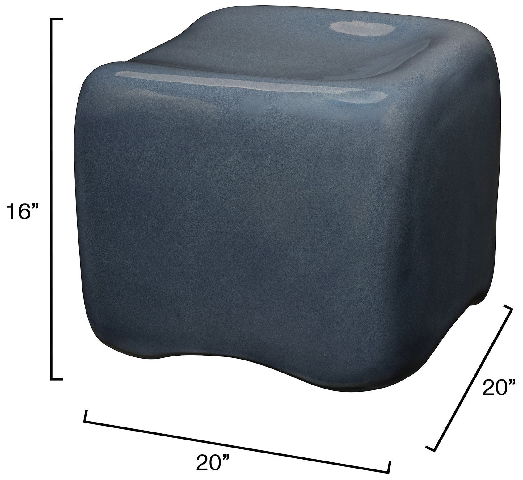 Image 3 Jamie Young Cushion Concrete Stool 16" in Navy more views