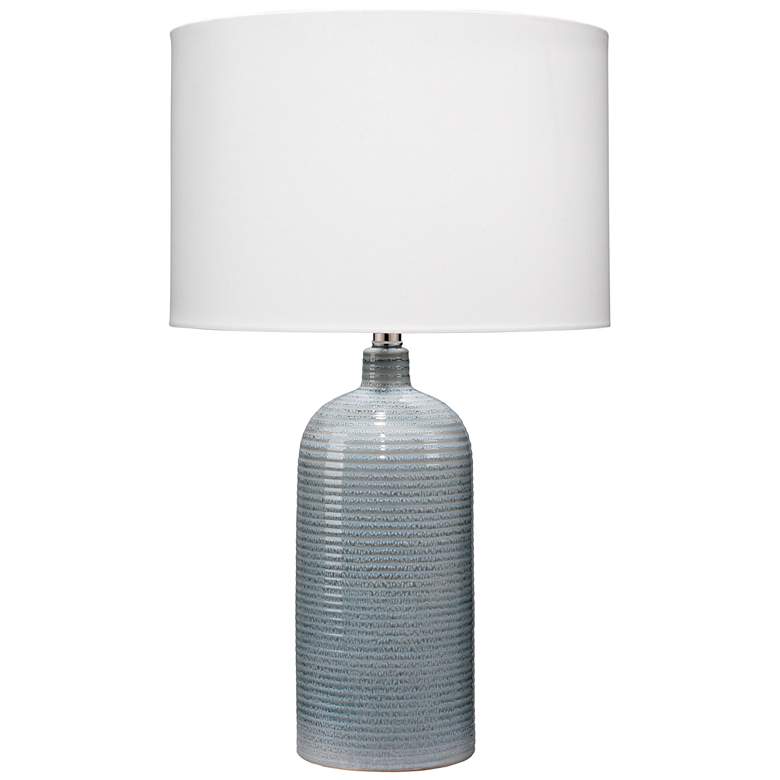 Image 2 Jamie Young Declan Ceramic Blue Table Lamp with Cotton Shade