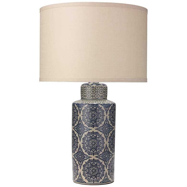 Image 1 Jamie Young Deliah Blue Patterned Ceramic Column Table Lamp
