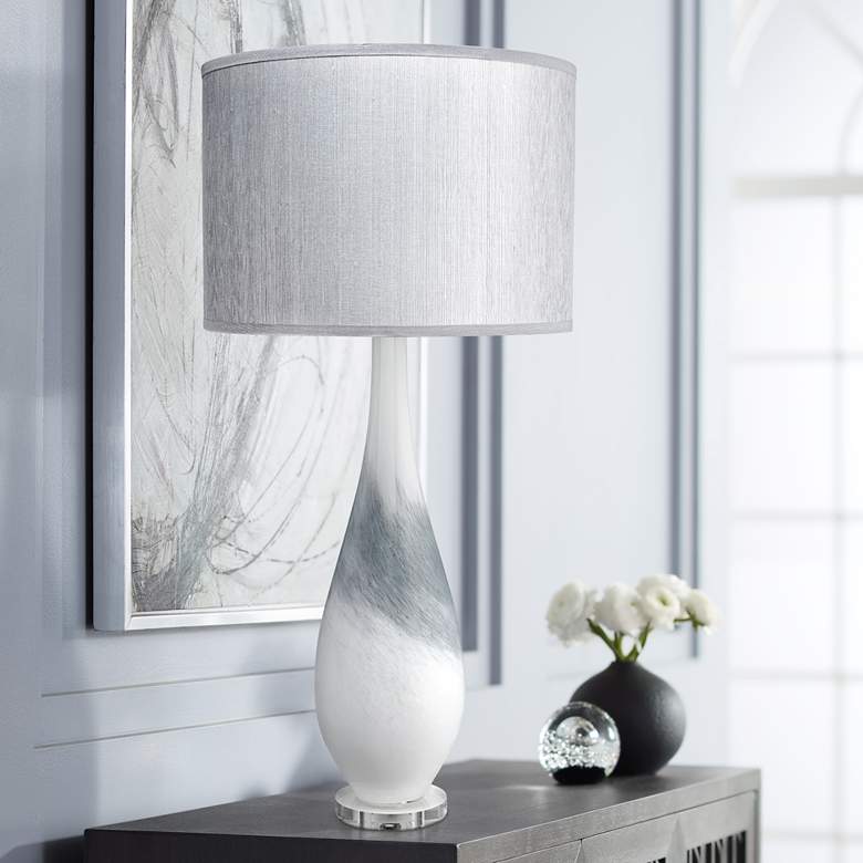 Image 1 Jamie Young Dewdrop Gray Swirl Hand-Blown Glass Table Lamp