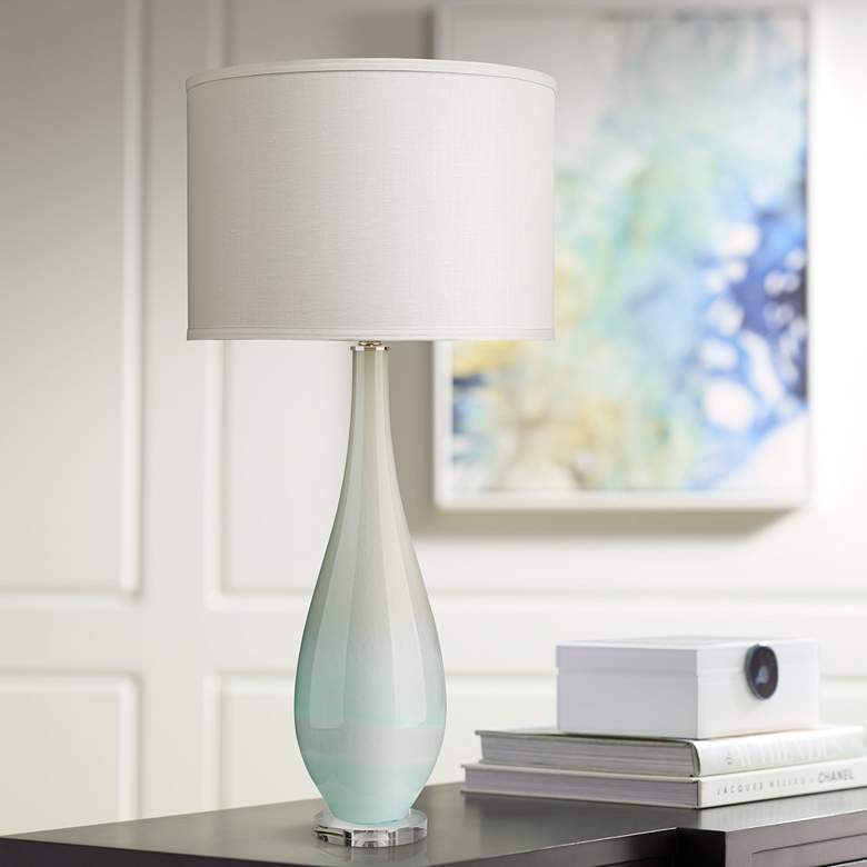Image 1 Jamie Young Dewdrop Sky Blue Glass Table Lamp