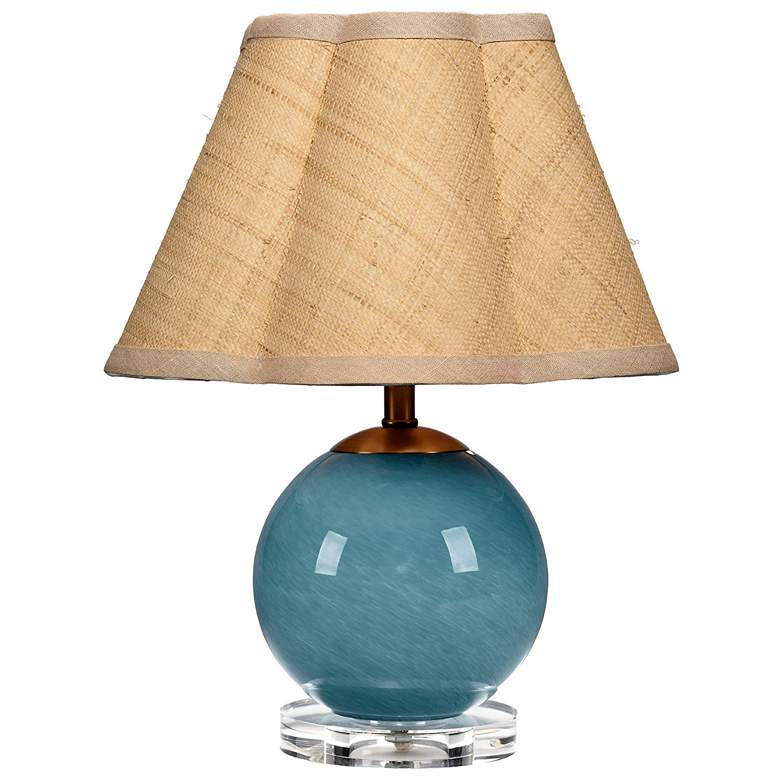 Image 2 Jamie Young Dottie Blown Glass Table Lamp with Raffia Shade, Blue
