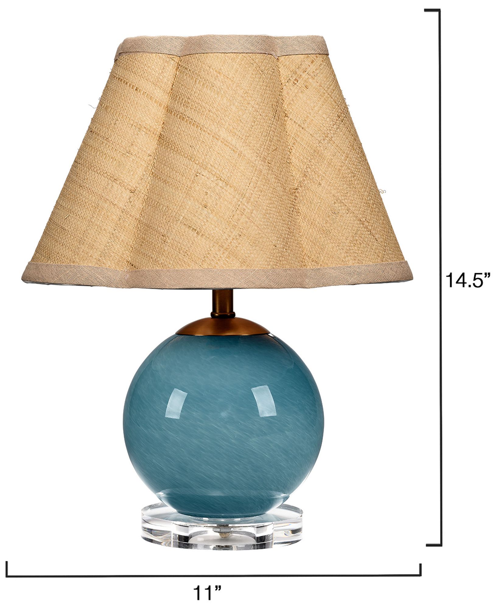Image 3 Jamie Young Dottie Blown Glass Table Lamp with Raffia Shade, Blue more views