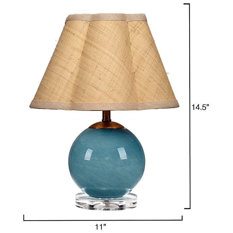 Image 3 Jamie Young Dottie Blown Glass Table Lamp with Raffia Shade, Blue more views