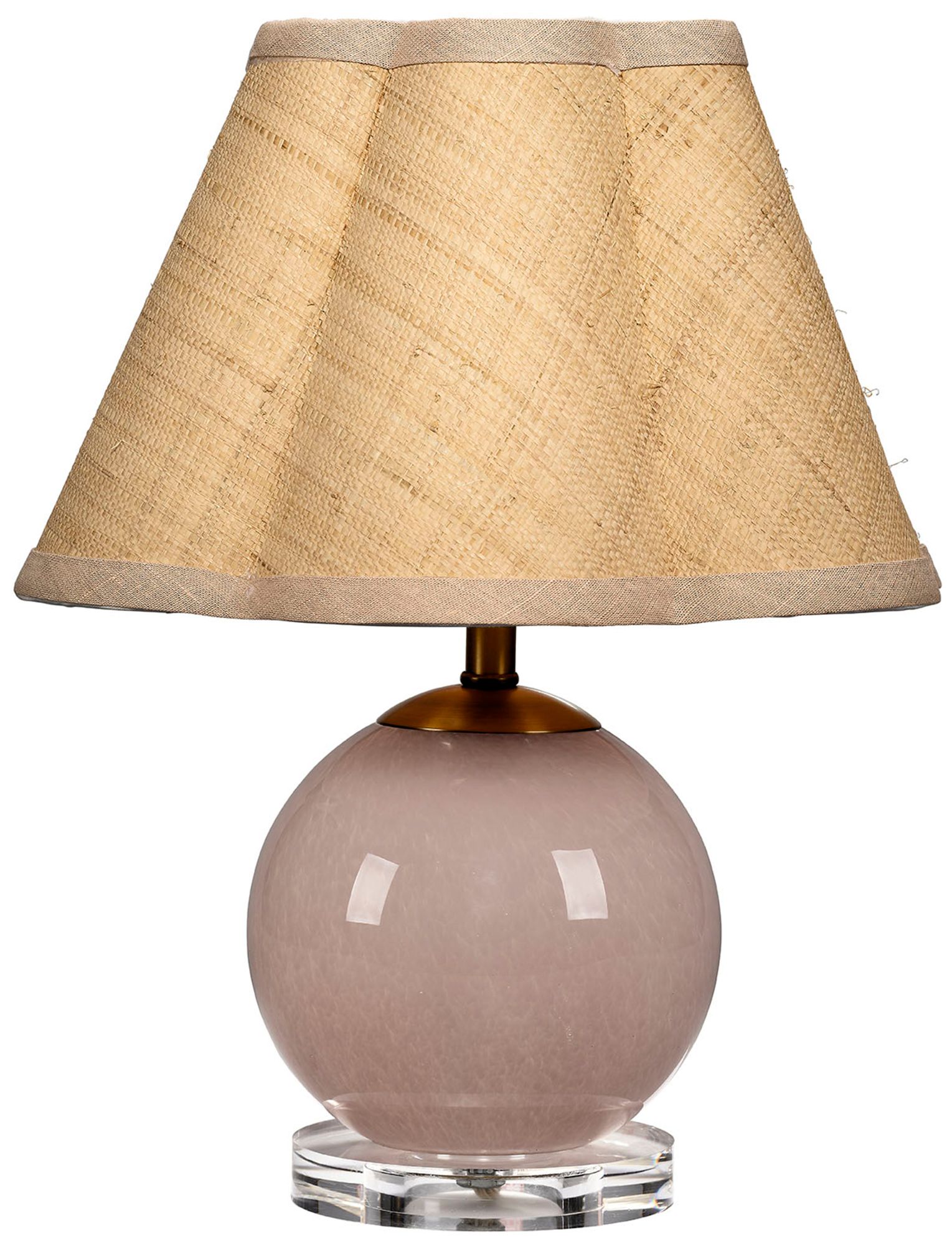 Image 2 Jamie Young Dottie Blown Glass Table Lamp with Raffia Shade, Pink