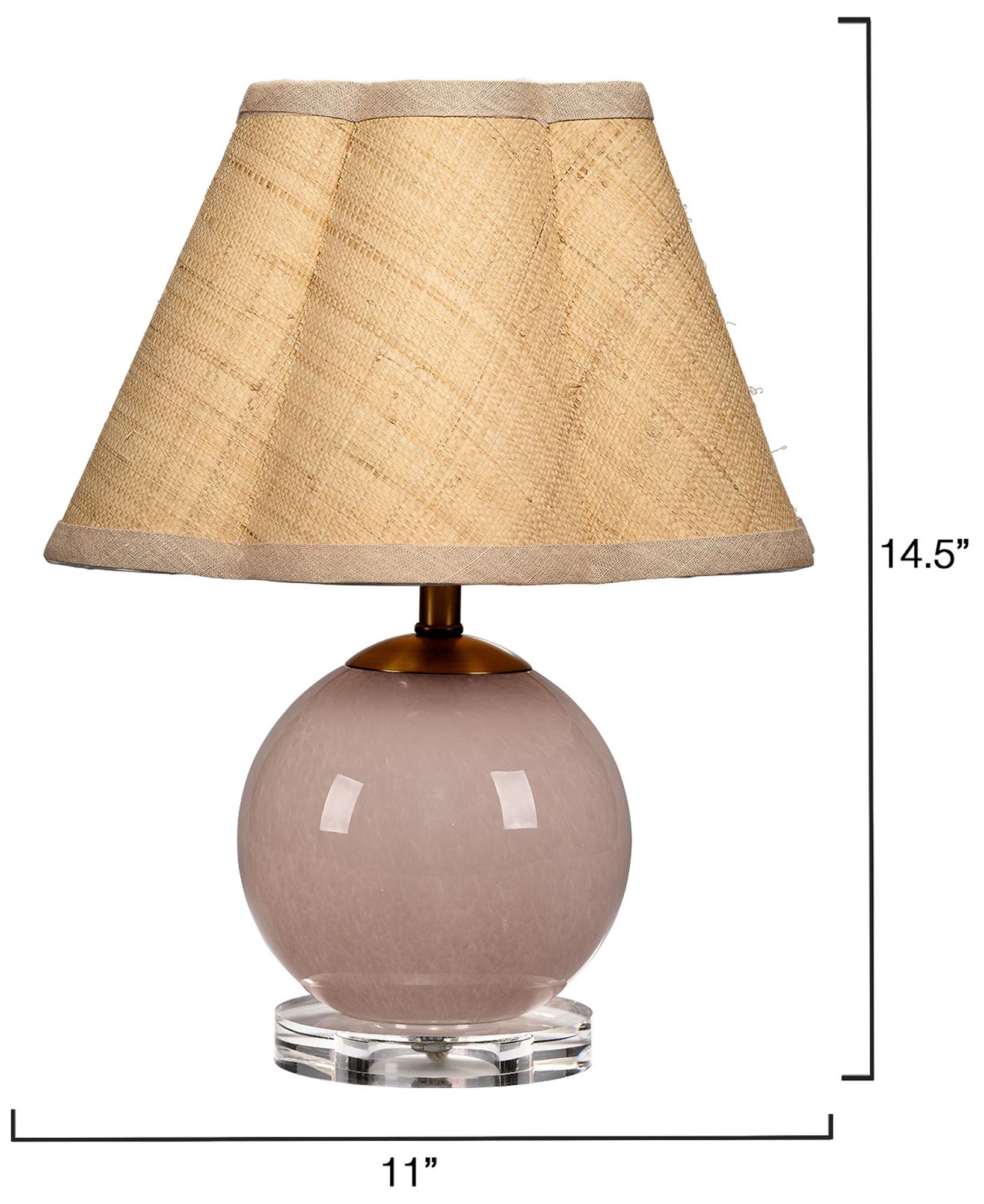 Image 3 Jamie Young Dottie Blown Glass Table Lamp with Raffia Shade, Pink more views