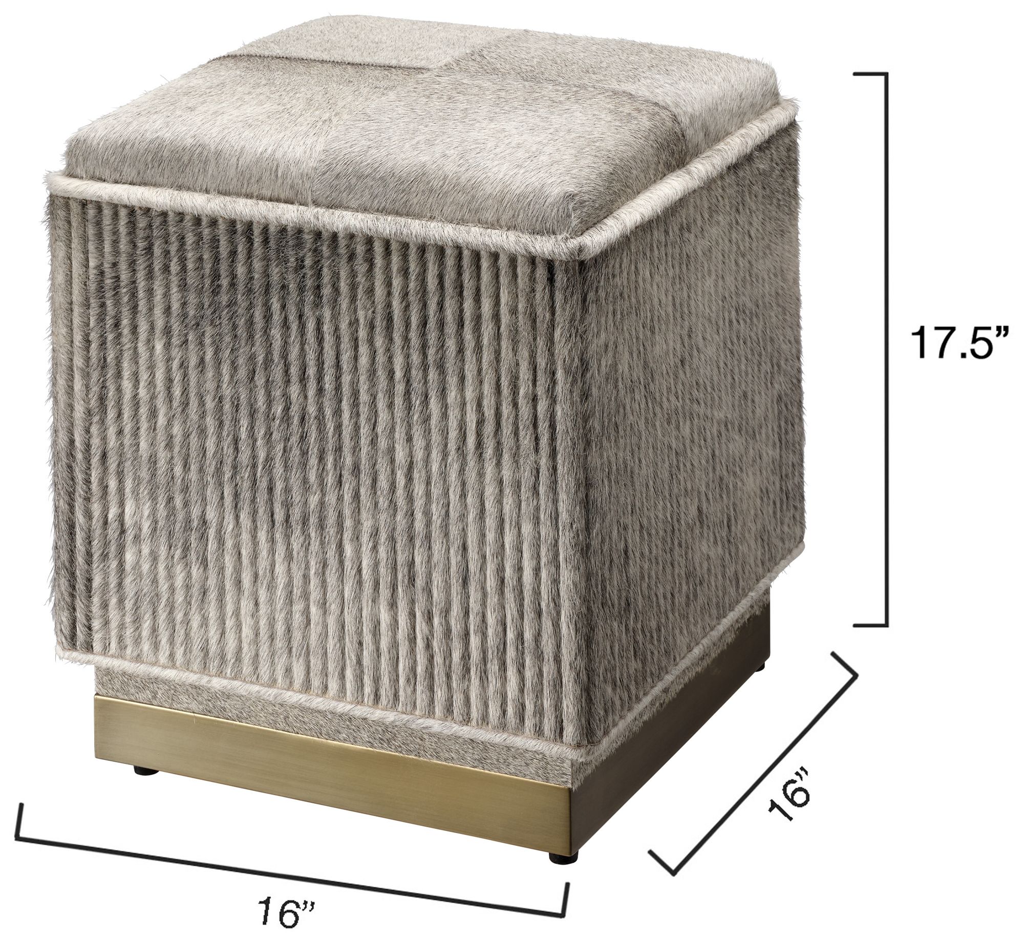 Image 3 Jamie Young Easton Ribbed Hide Ottoman with Antique Brass Metal Base more views