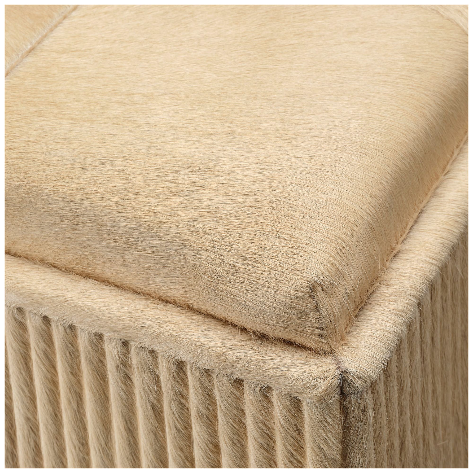 Image 4 Jamie Young Easton Ribbed Hide Ottoman with Antique Brass Metal Base more views