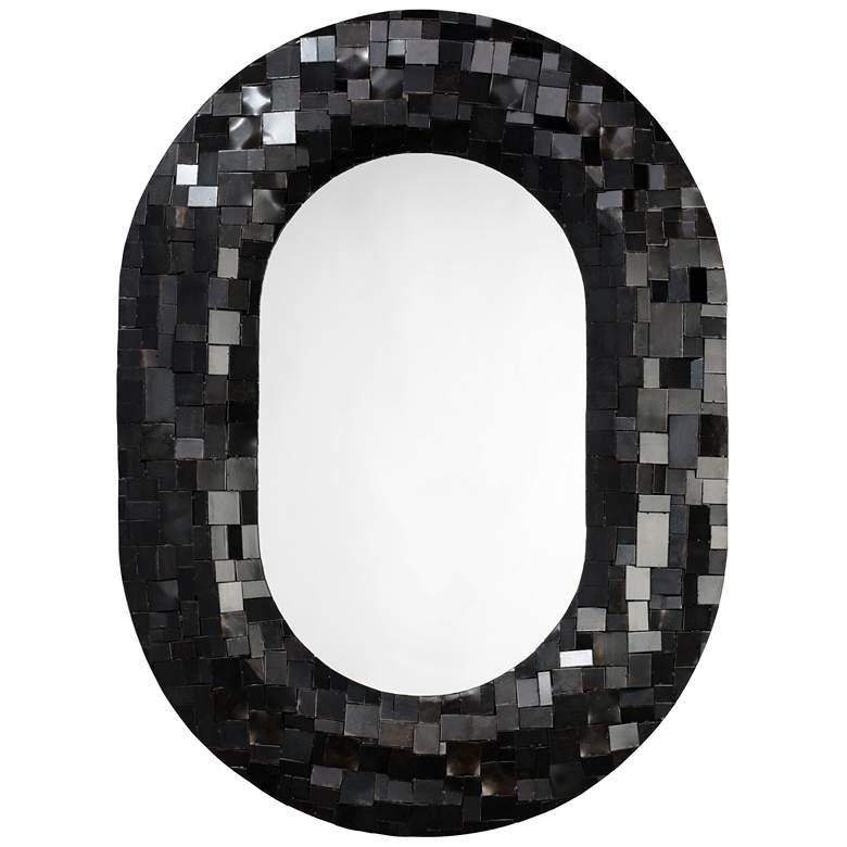 Image 1 Jamie Young Enigma Black Iron 28" x 38" Oval Wall Mirror