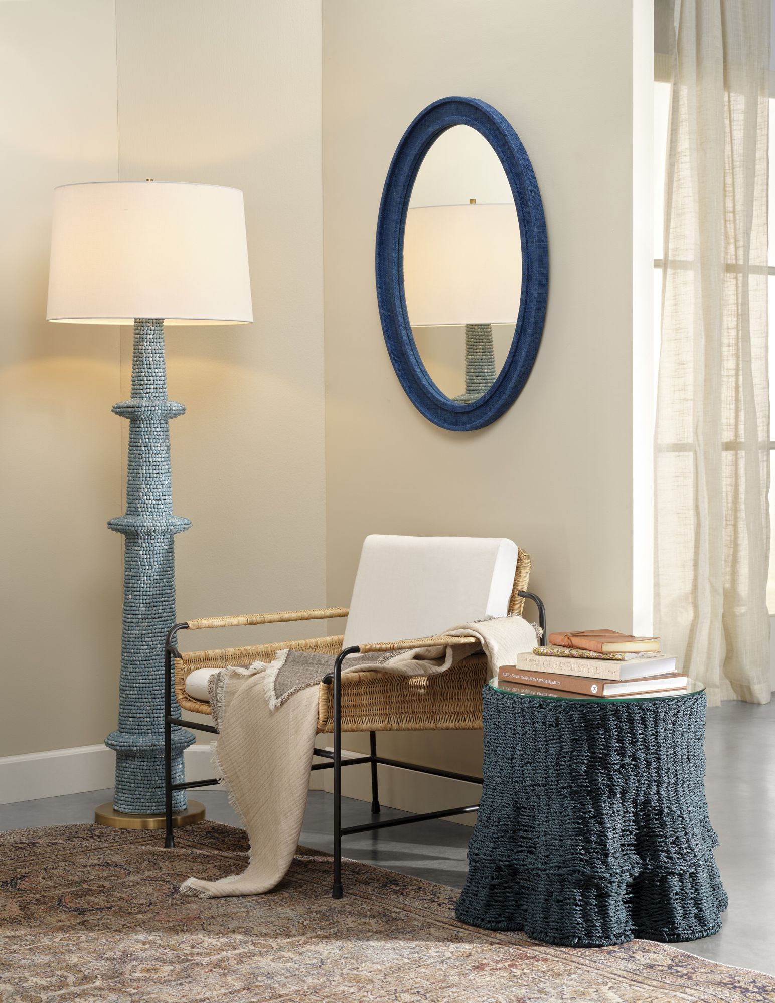 Image 3 Jamie Young Falda Seagrass Side Table 20" in Verdigris more views