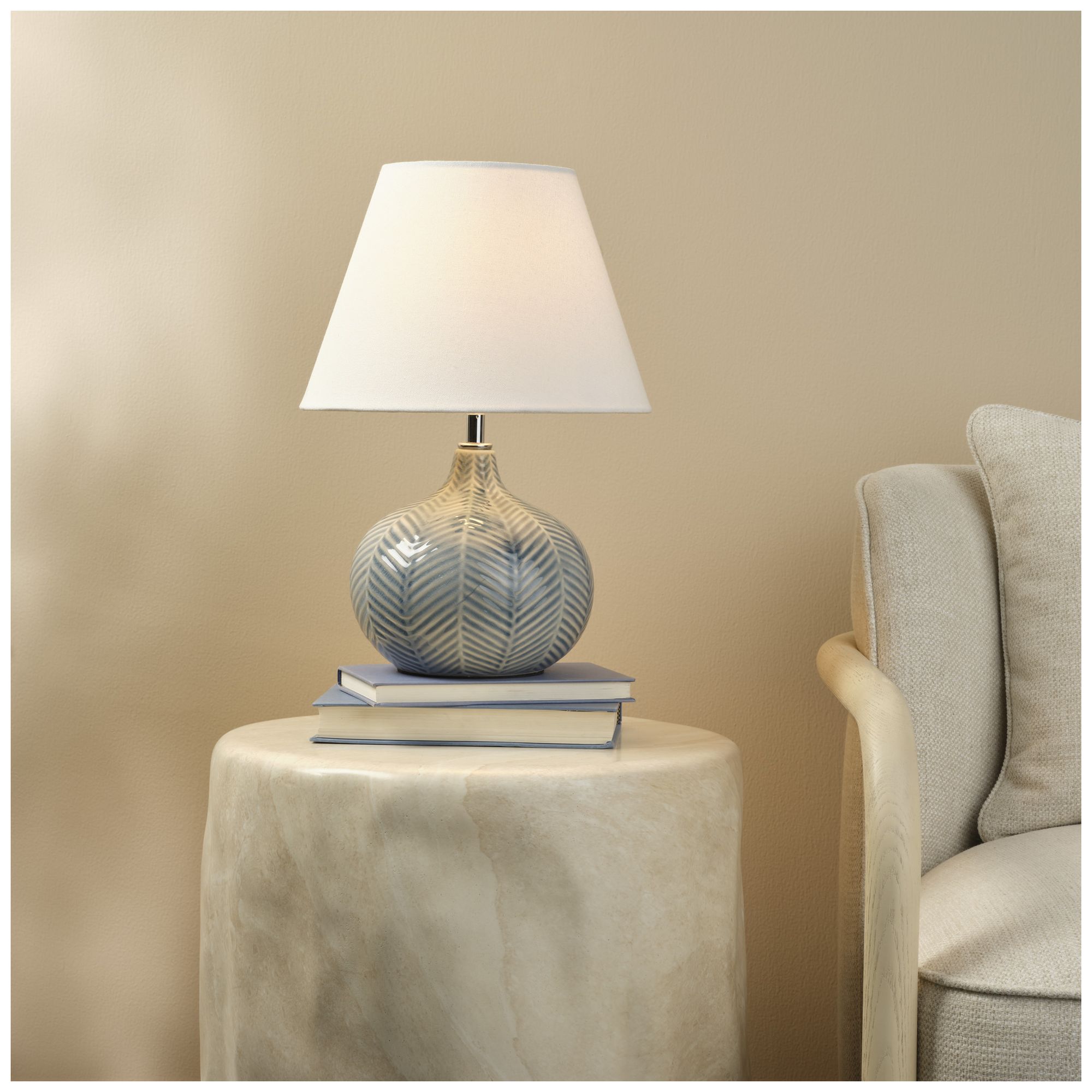 Image 3 Jamie Young Fern Ceramic Table Lamp 16" in Blue more views