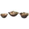 Jamie Young Fleur Antique Gold Ceramic Bowls - Set of 3