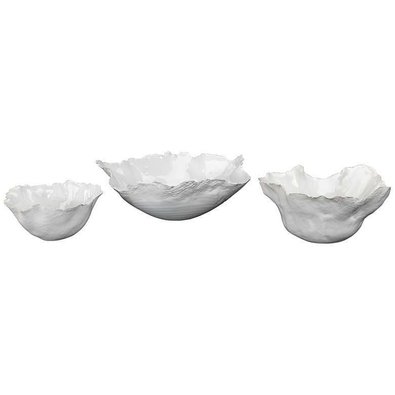 Image 1 Jamie Young Fleur White Modern Ceramic Bowls - Set of 3