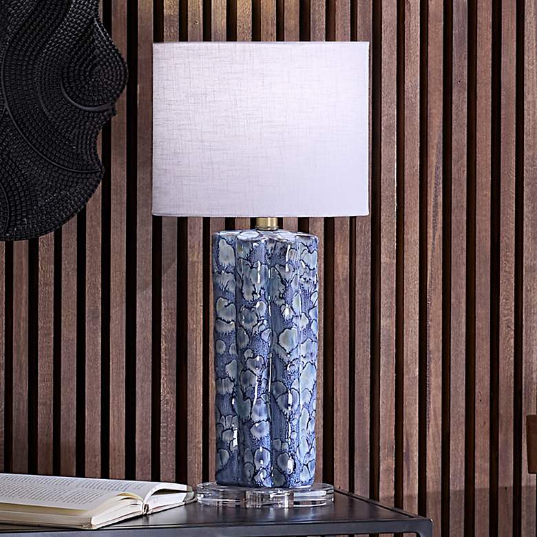 Image 1 Jamie Young Flurry Ceramic Small Table Lamp with Linen Shade
