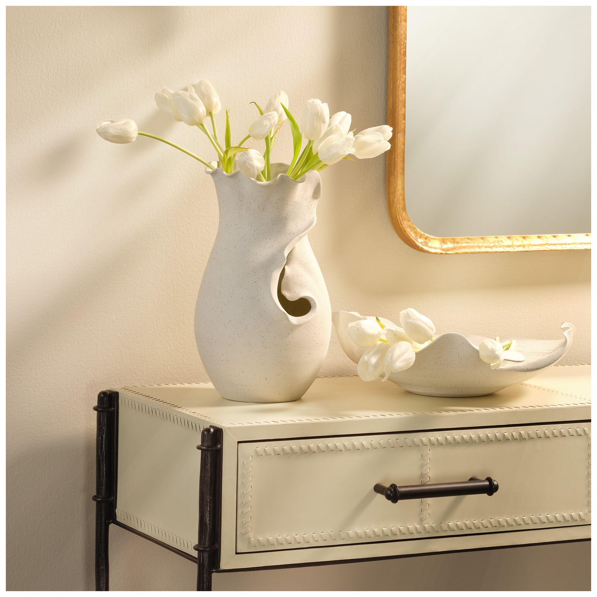 Image 2 Jamie Young Flutter Porcelain Vessel 13" in White more views