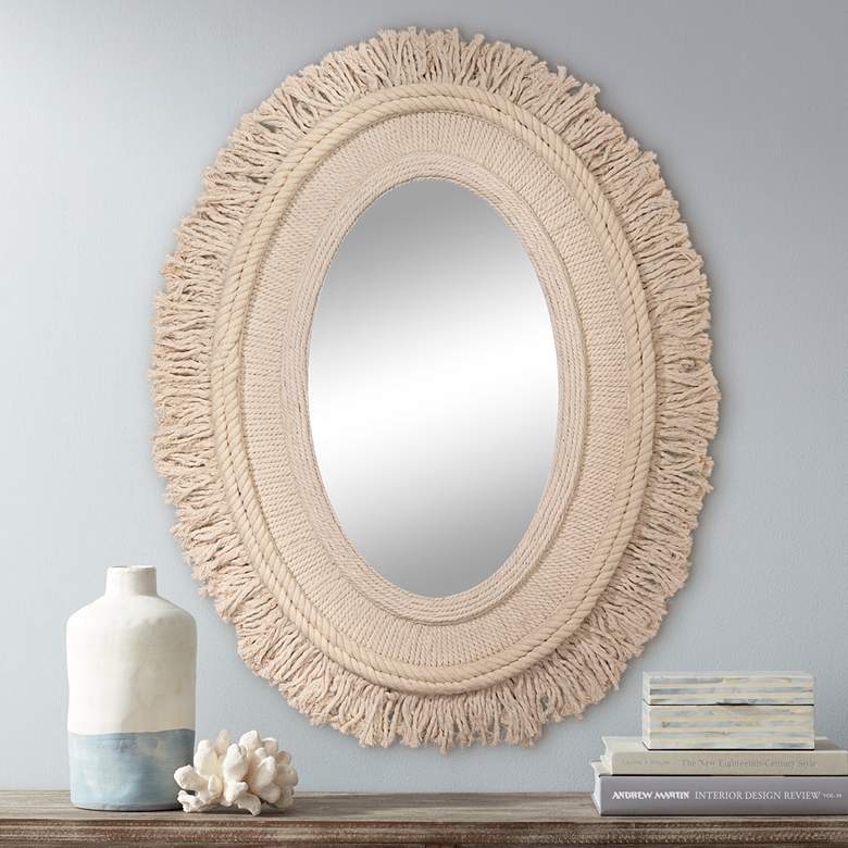 Image 1 Jamie Young Fringe Off-White Jute 32 inch x 43 inch Wall Mirror