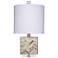 Jamie Young Garbo Mother of Pearl Table Lamp with Linen Shade, Blue